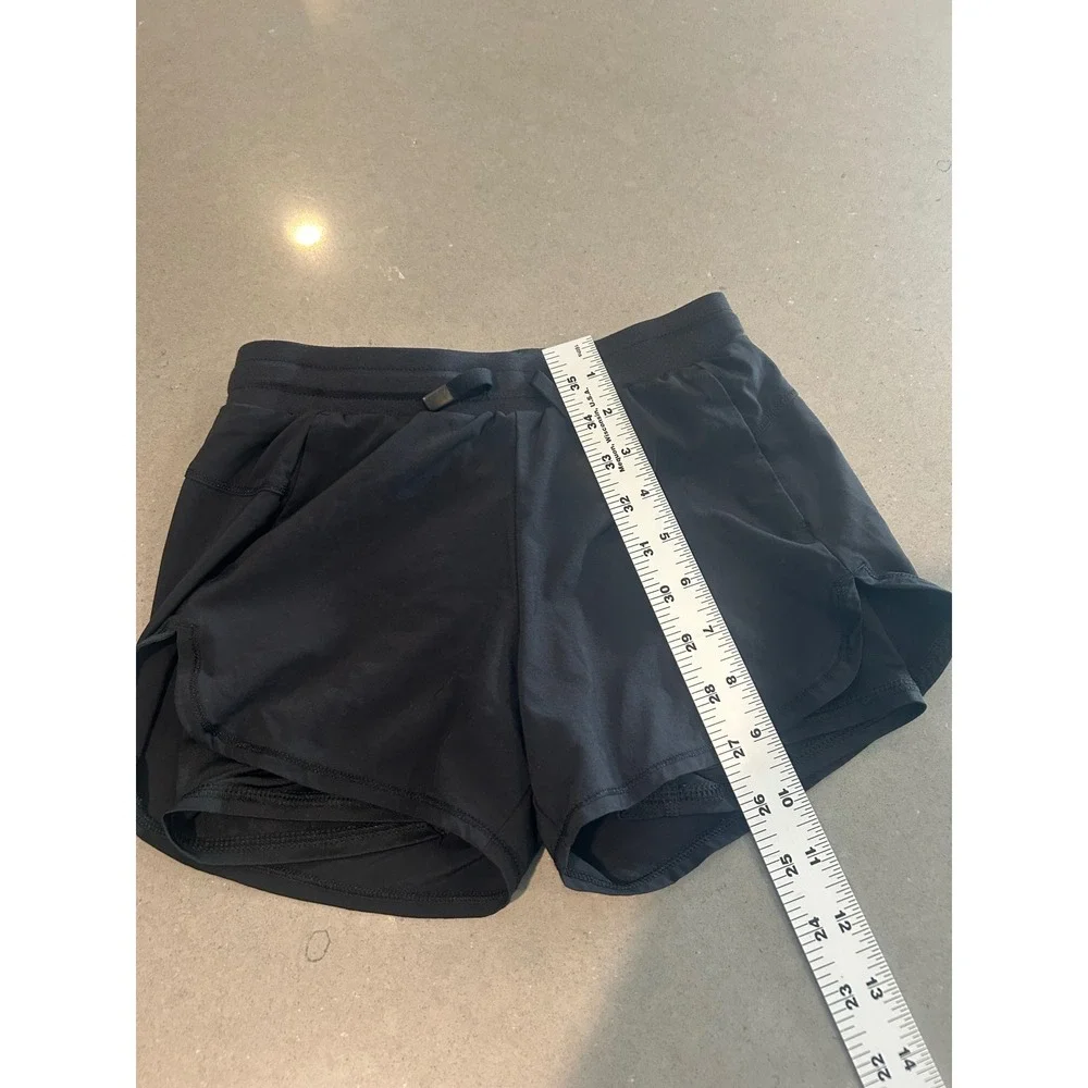All In Motion Girls Black Active Running Shorts Medium‎ 7/8 Drawstring Layered